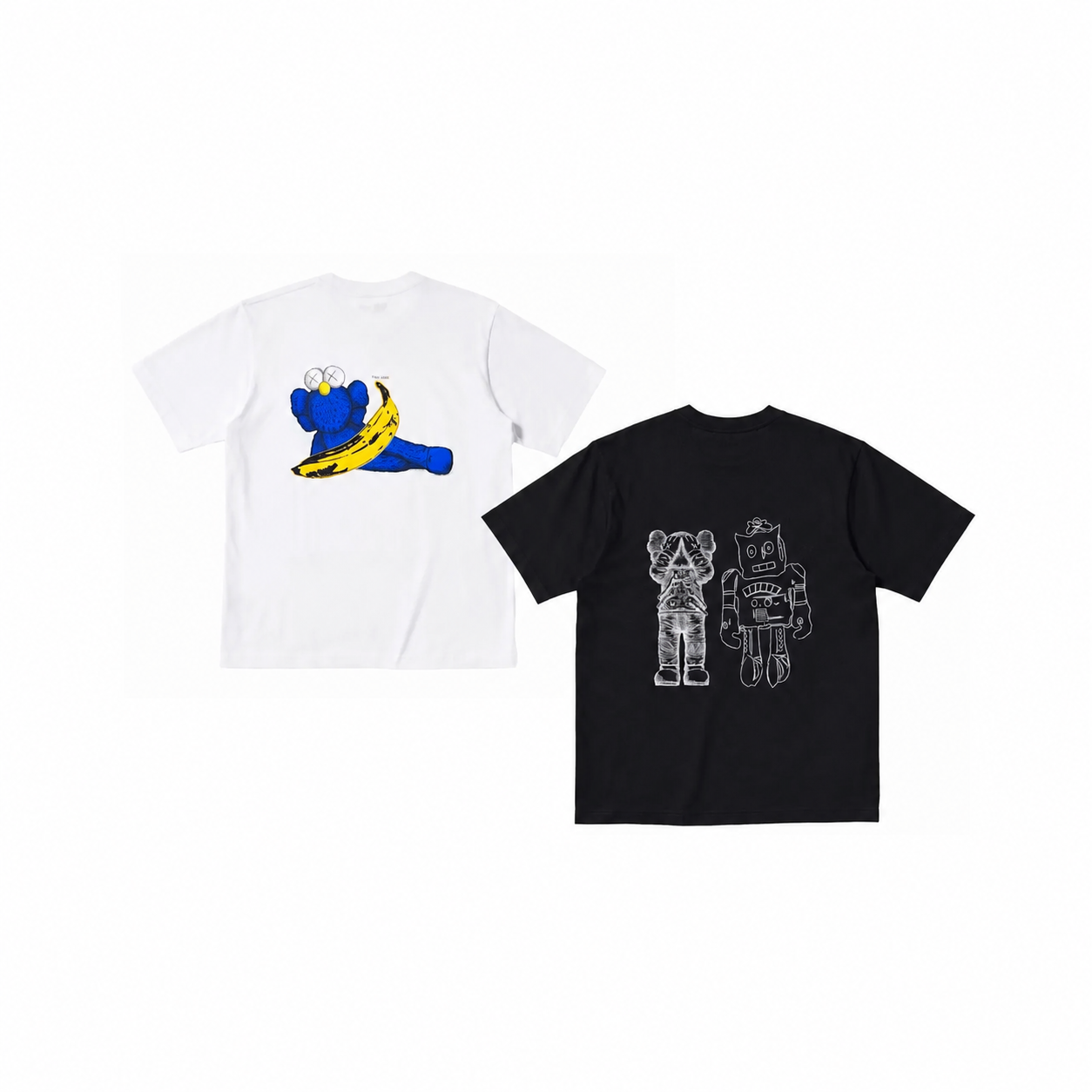KAWS x Uniqlo Warhol UT Graphic 476351/471321 White Black T-shirt Set