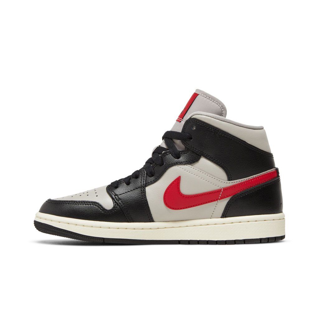 Air Jordan 1 Mid Black College Grey Gym Red (W)