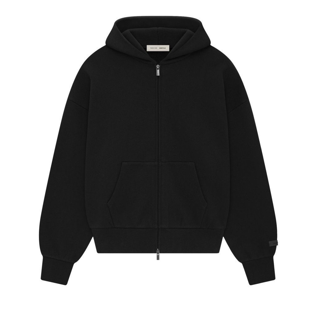 Fear of God Essentials Classic Full Zip-Up Hoodie Jet Black