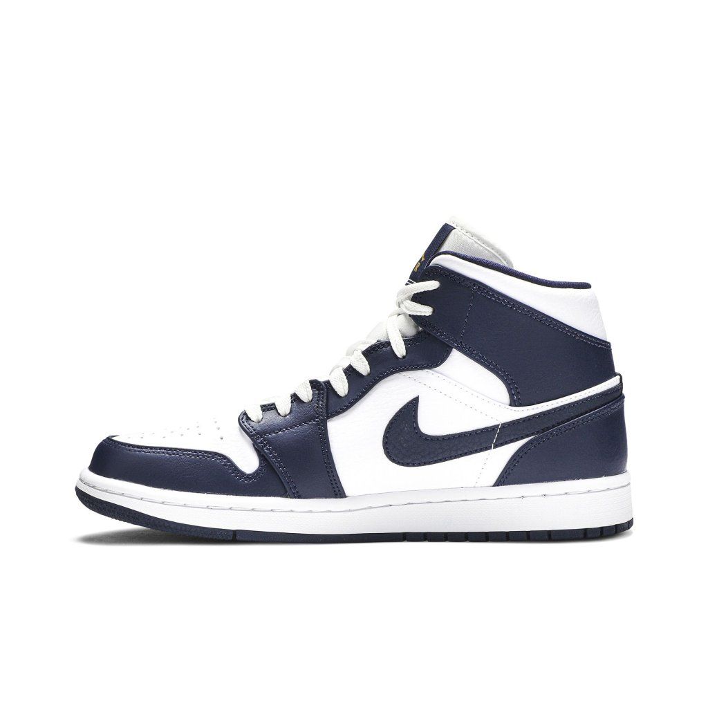 Air Jordan 1 Mid White Metallic Gold Obsidian