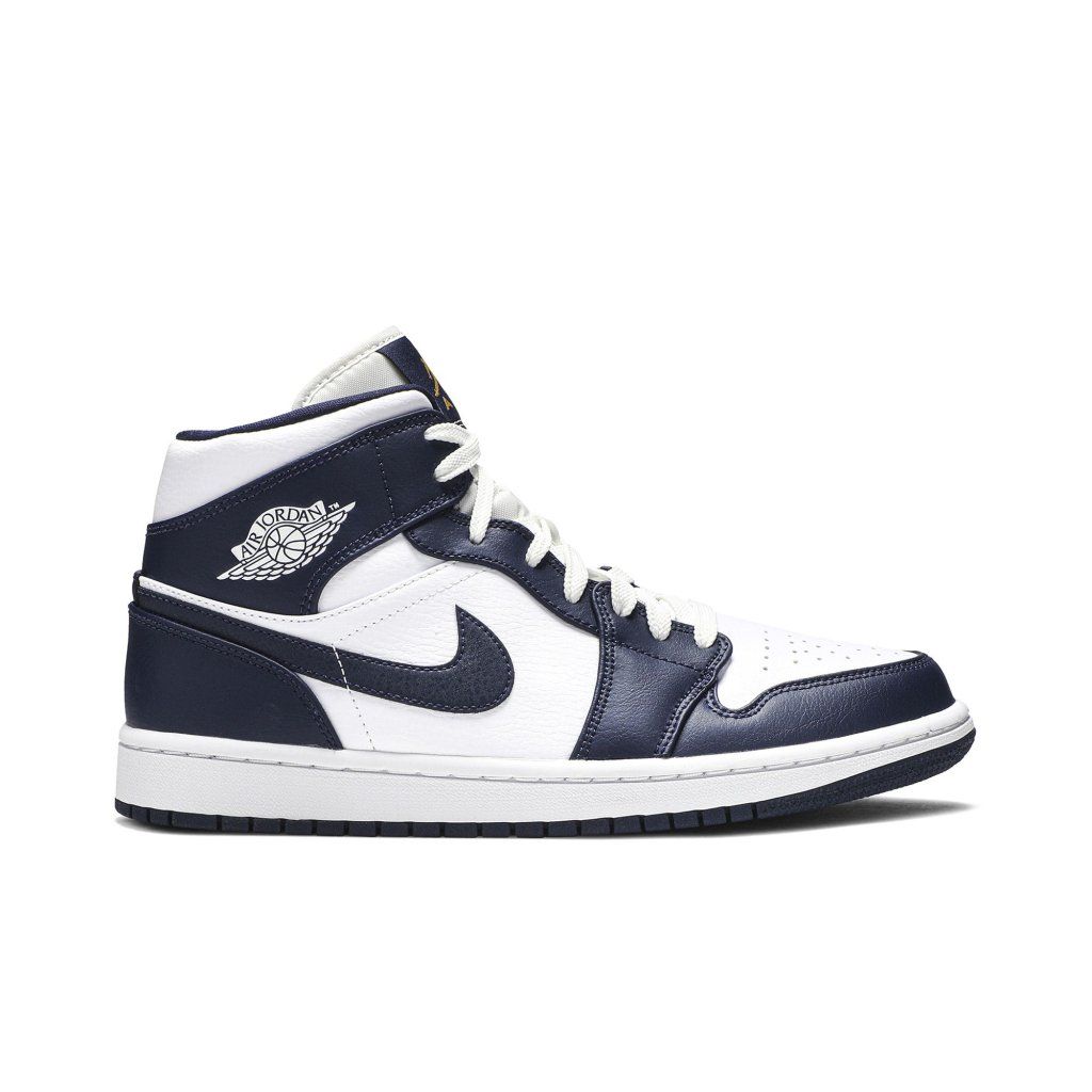 Air Jordan 1 Mid White Metallic Gold Obsidian