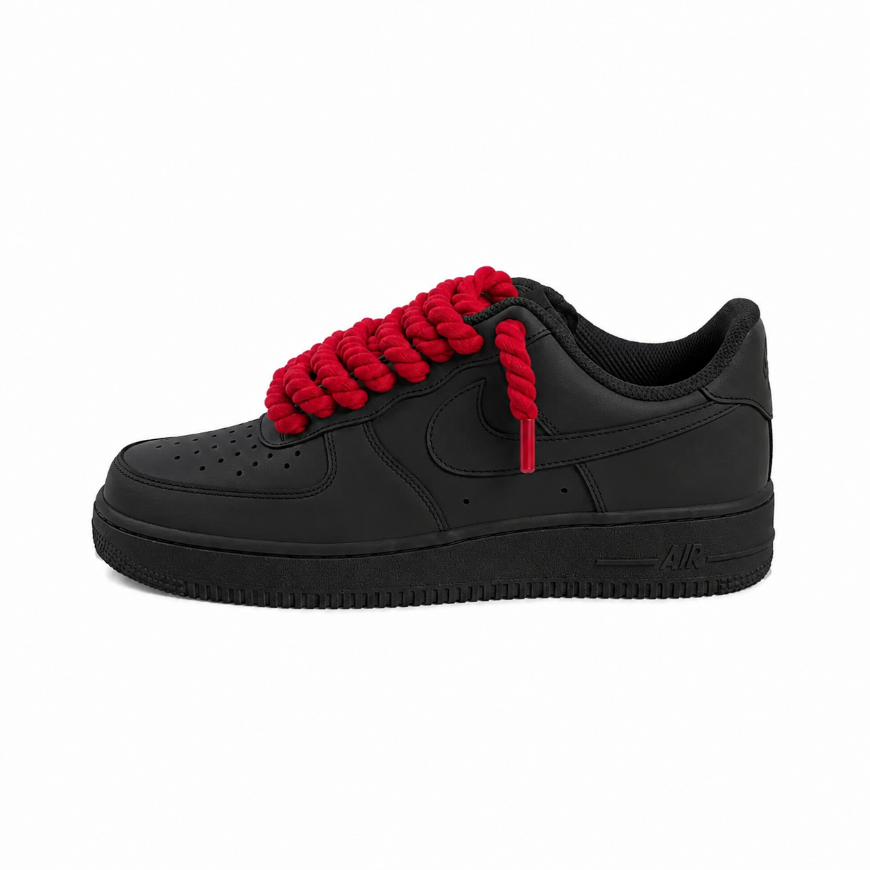 Nike Air Force 1 Black - Red Rope Laces