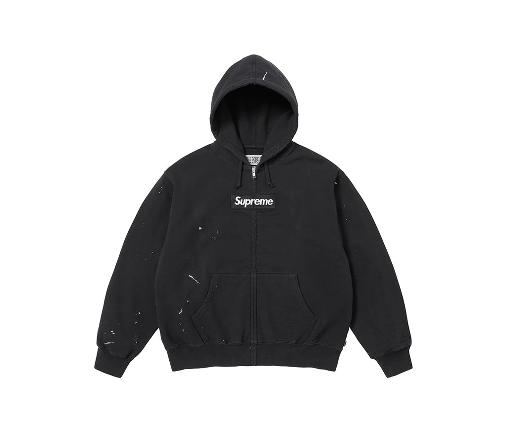 Supreme MM6 Maison Margiela Box Logo Zip Up Hooded Sweatshirt Black