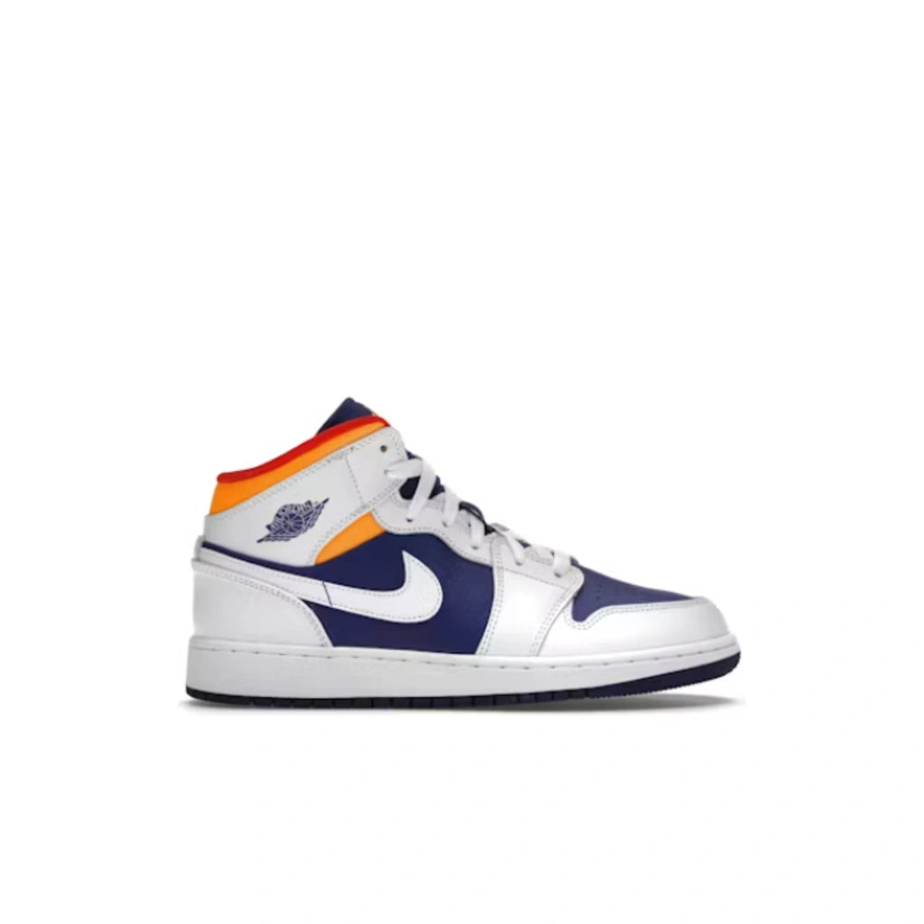 Air Jordan 1 Mid White Laser Orange Deep Royal Blue (GS) - Air Jordan 1 Mid