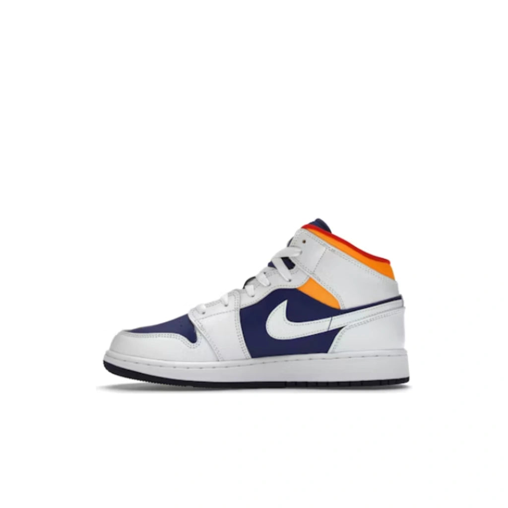 Air Jordan 1 Mid White Laser Orange Deep Royal Blue (GS) - Air Jordan 1 Mid