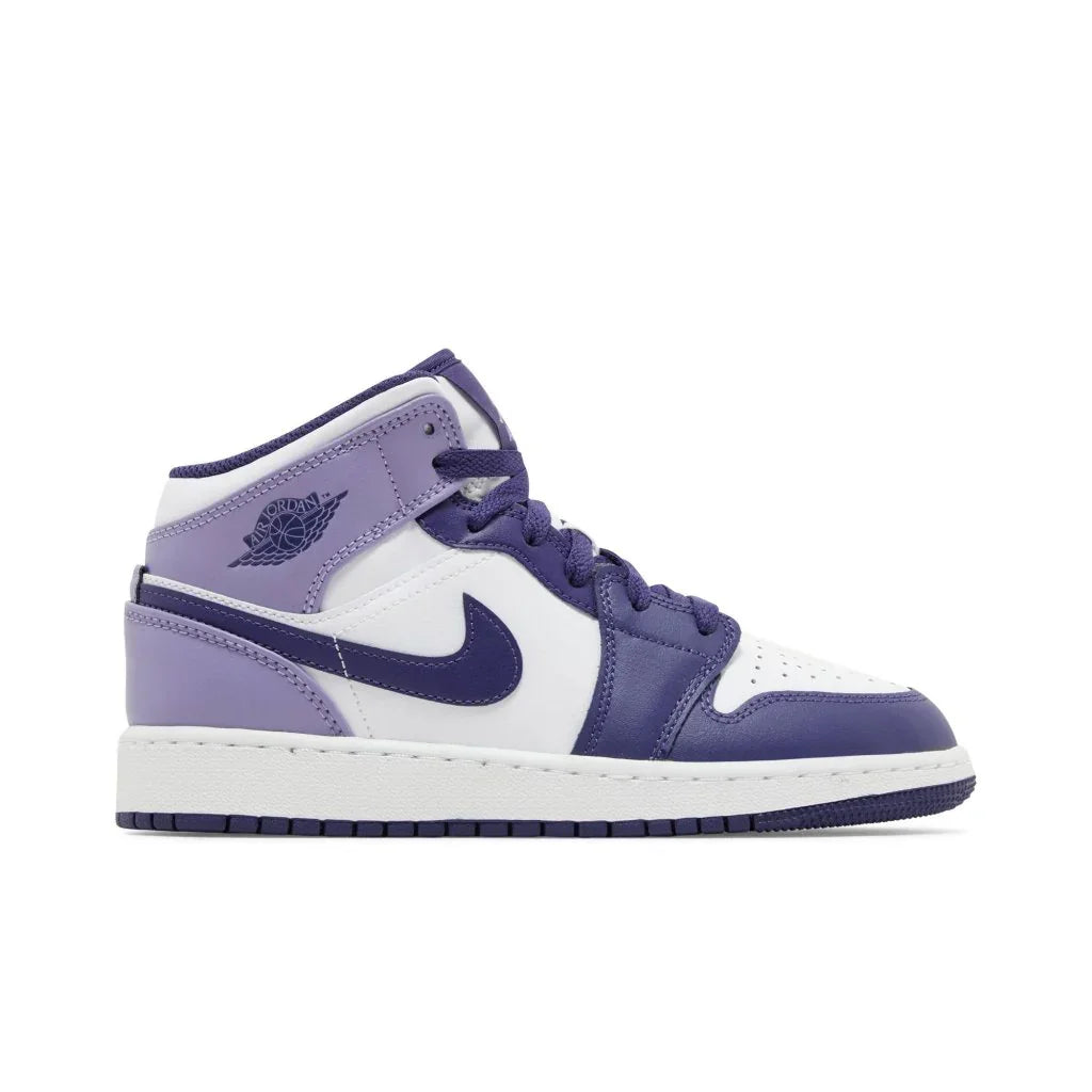 Air Jordan 1 Mid White Sky J Purple dětské tenisky