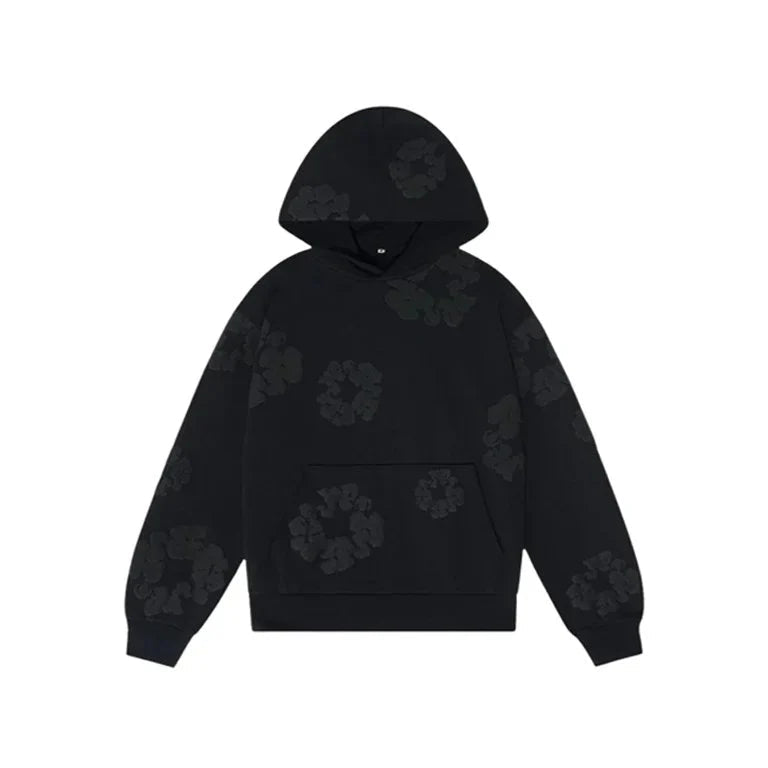Denim Tears Cotton Wreath Hoodie Black Monochrome mikina