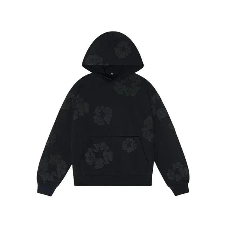 Denim Tears Cotton Wreath Hoodie Black Monochrome mikina