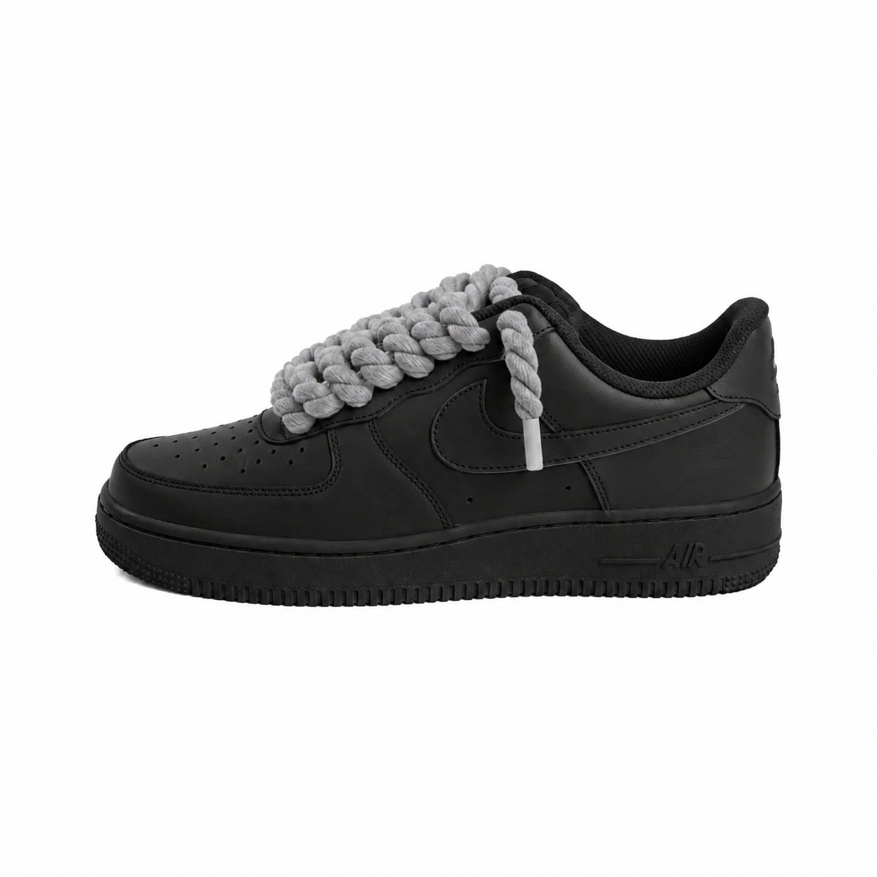 Nike Air Force 1 Black - Gray Rope Laces