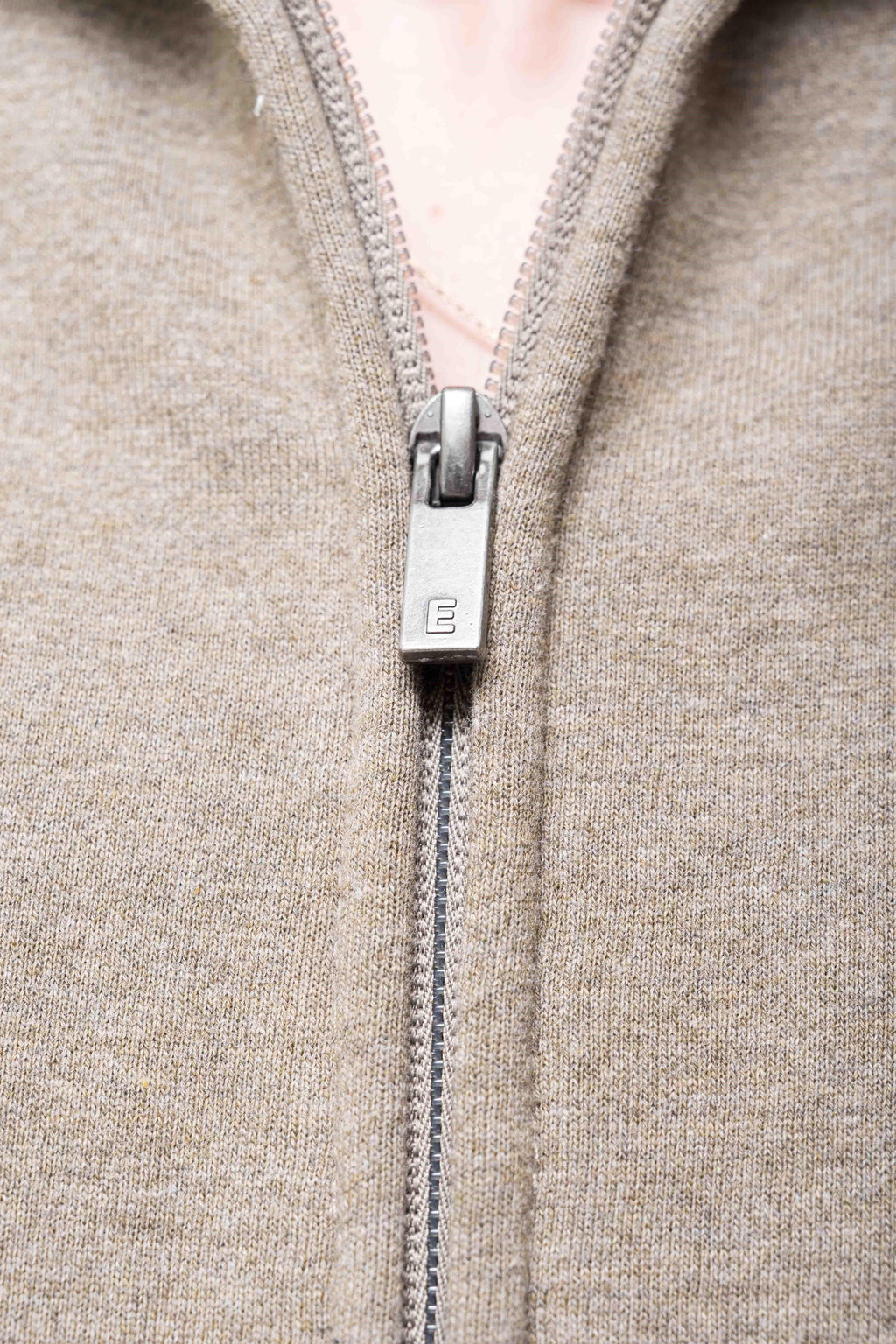 Fear of God Essentials Classic Fleece Zip-Up Hoodie Homestead Heather zipper detail