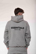 Fear of God Essentials Dark Oatmeal Hoodie back view