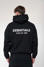 Fear of God Essentials Fleece Black Hoodie back view
