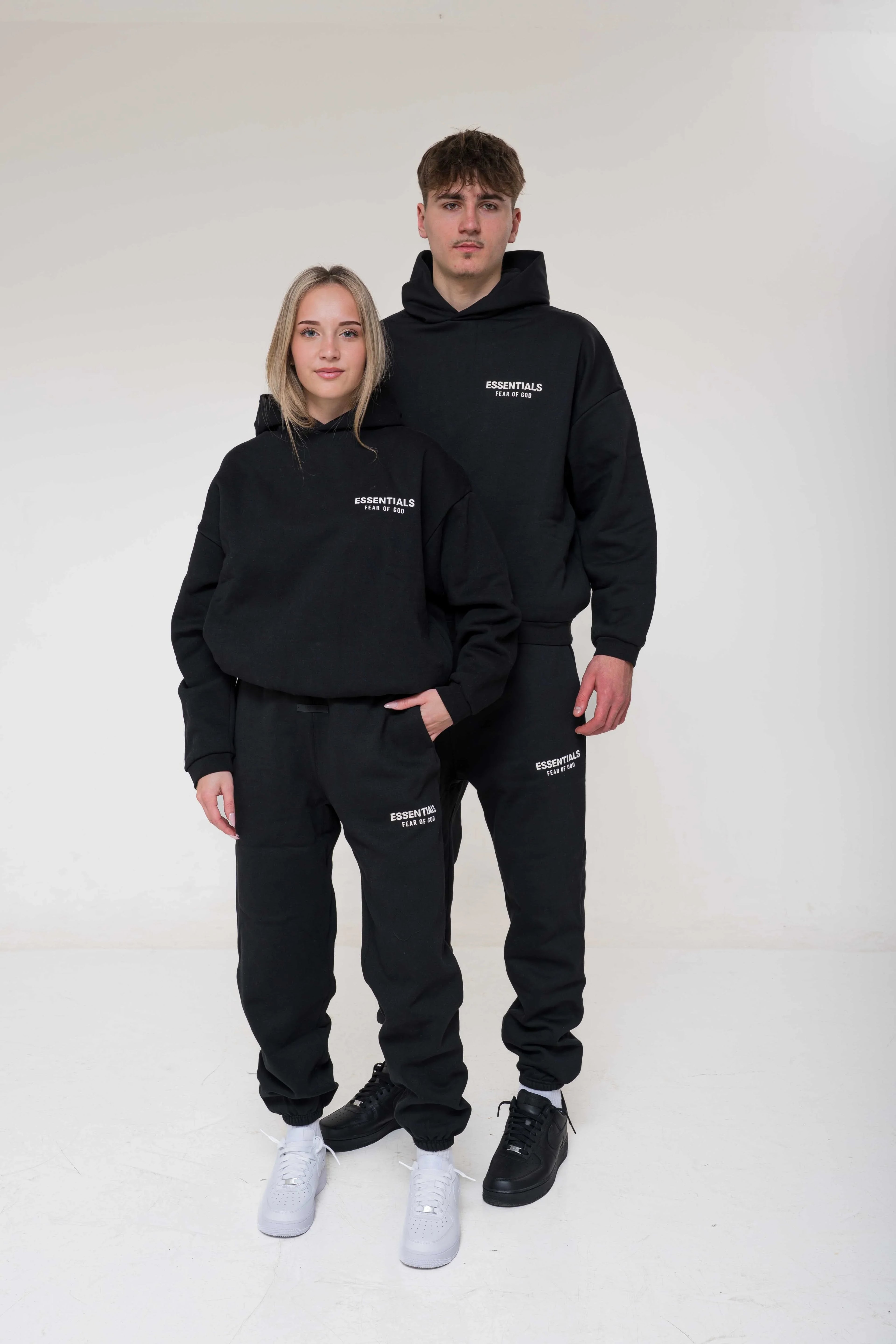 Fear of God Essentials Fleece Black Set outfit