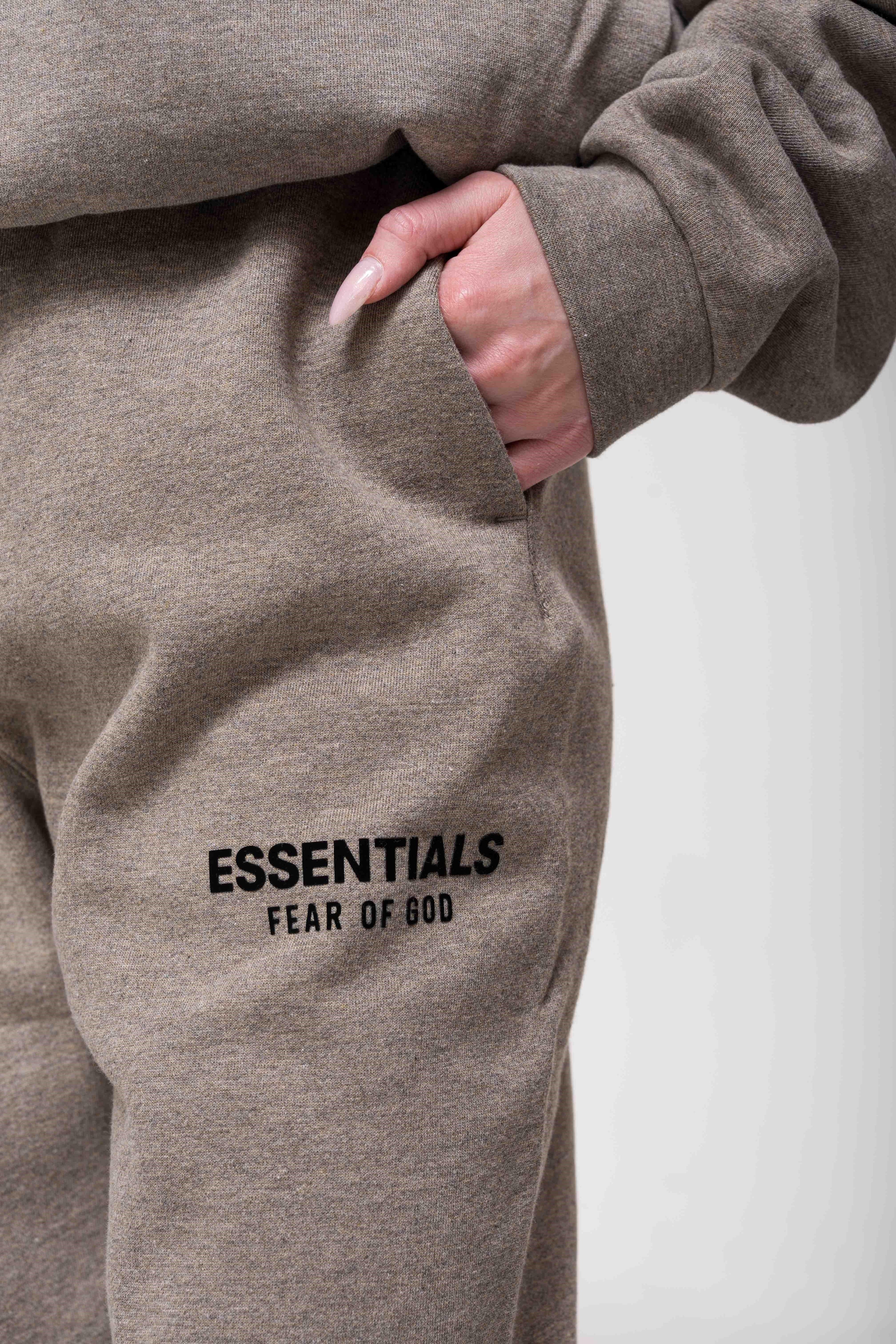 Fear of God Essentials Fleece Dark Heather Gray Pants logo detail