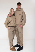 Fear of God Essentials Fleece Desert Sand Set outfit