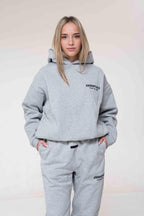 Fear of God Essentials Fleece Hoodie Light Heather outfit