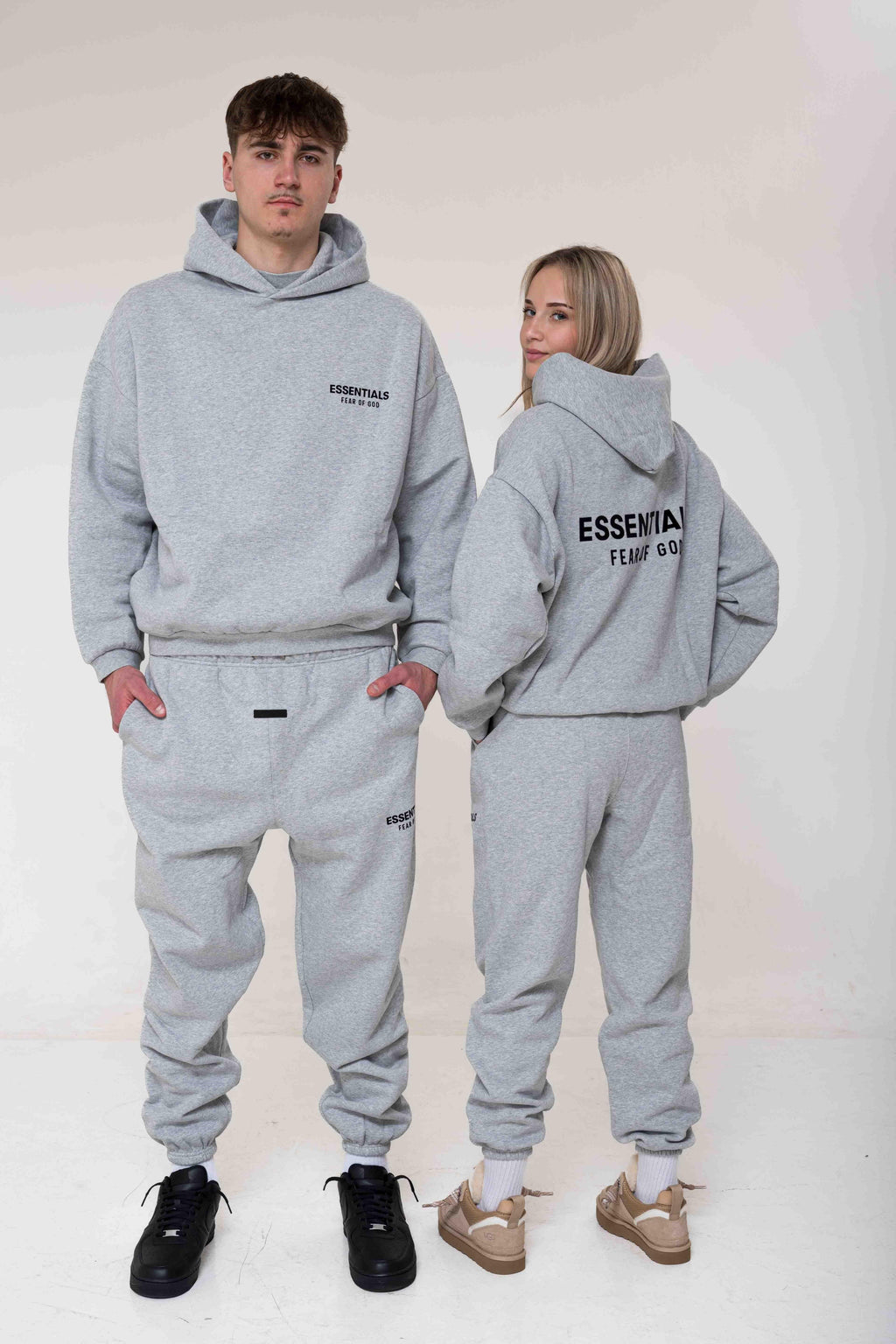 Fear of God Essentials Fleece Light Heather Gray Set outfit
