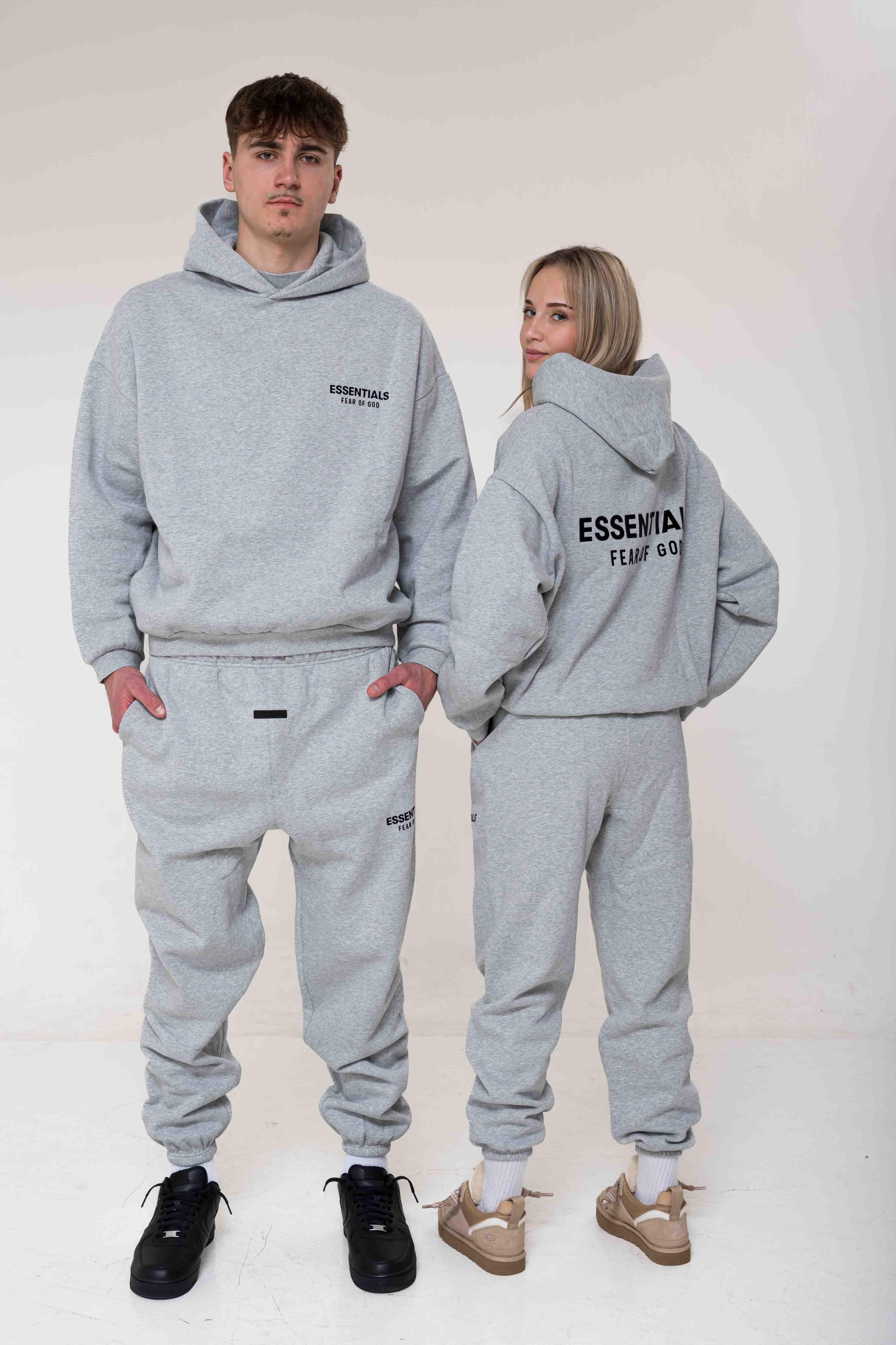 Fear of God Essentials Fleece Light Heather Gray Set outfit