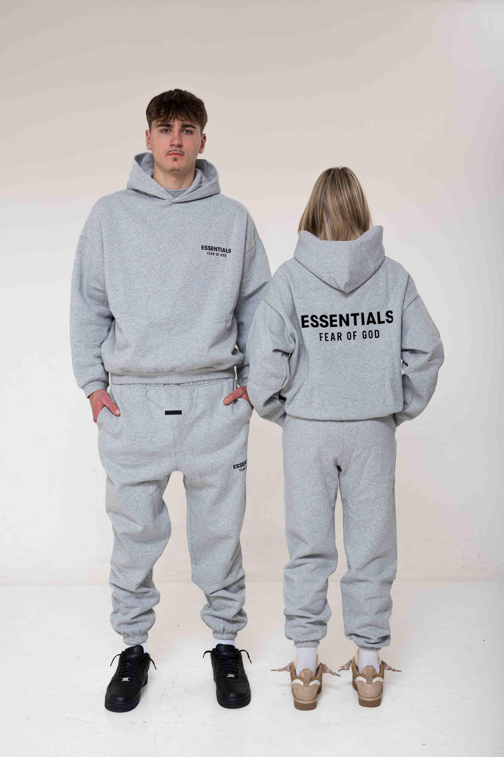 Fear of God Essentials Fleece Sweatpants Light Heather Gray outfit