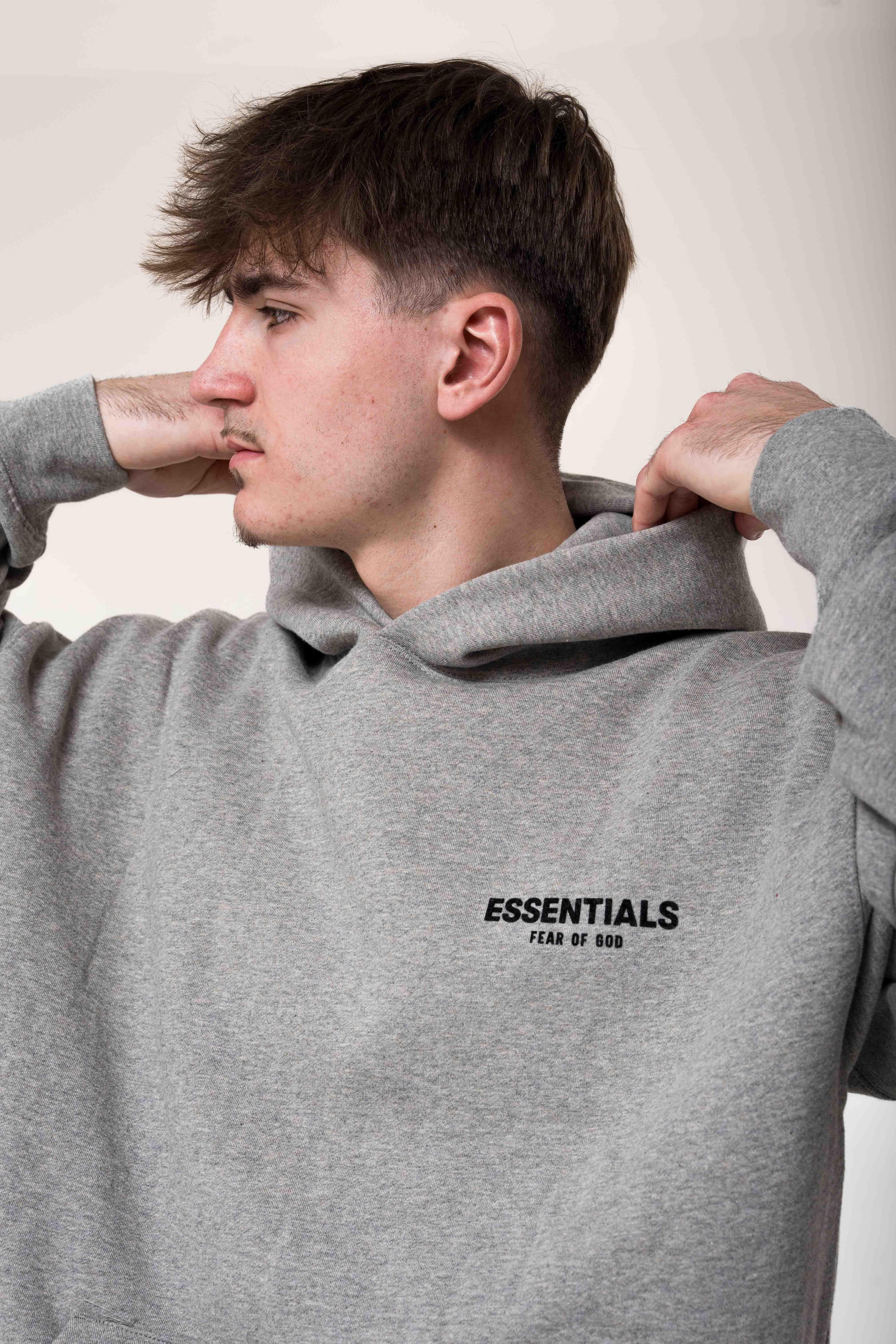 Fear of God Essentials Hoodie Dark Oatmeal přední logo