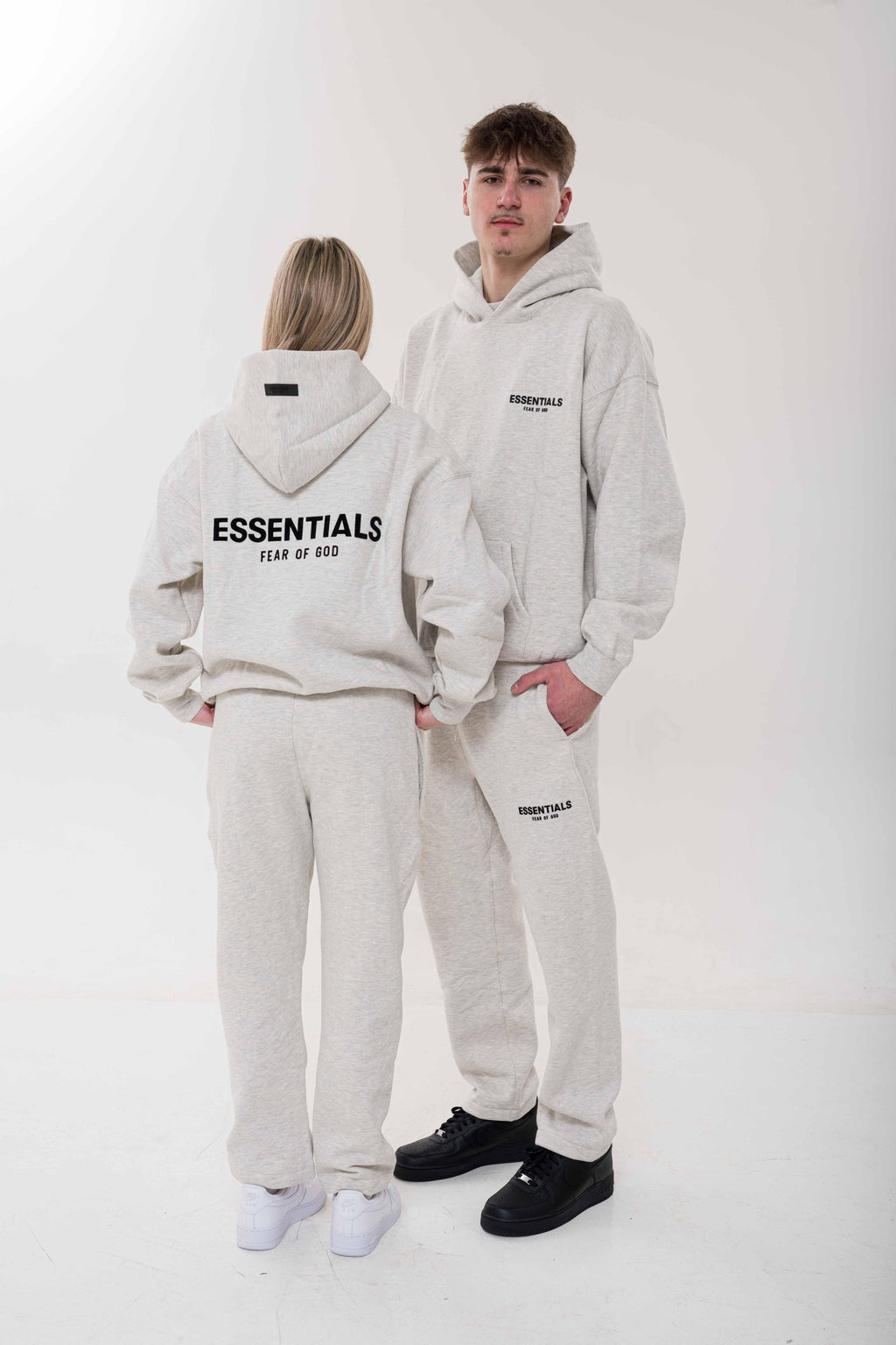 Fear of God Essentials Light Oatmeal Set outfit
