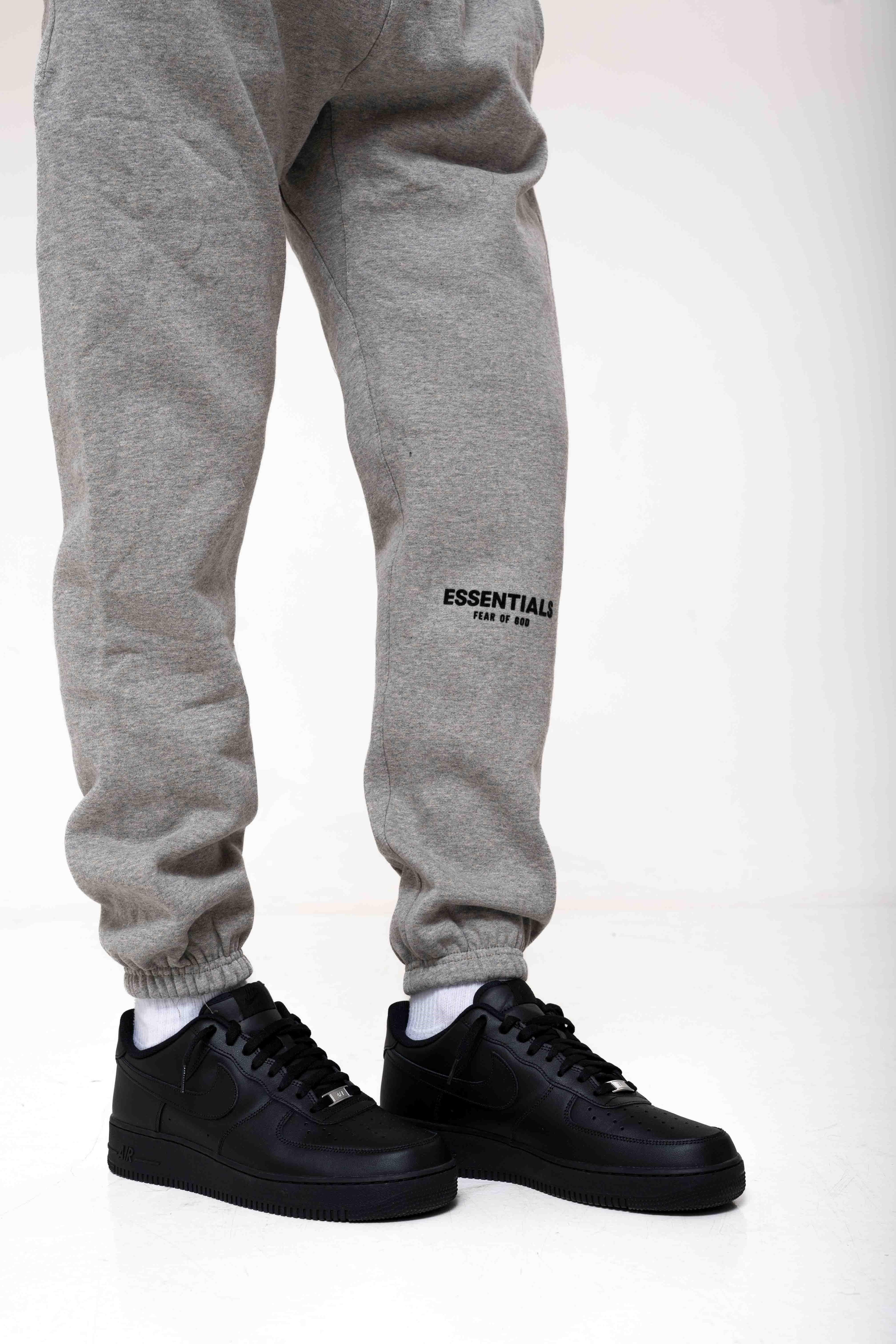 Fear of God Essentials Sweatpants Dark Oatmeal outfit