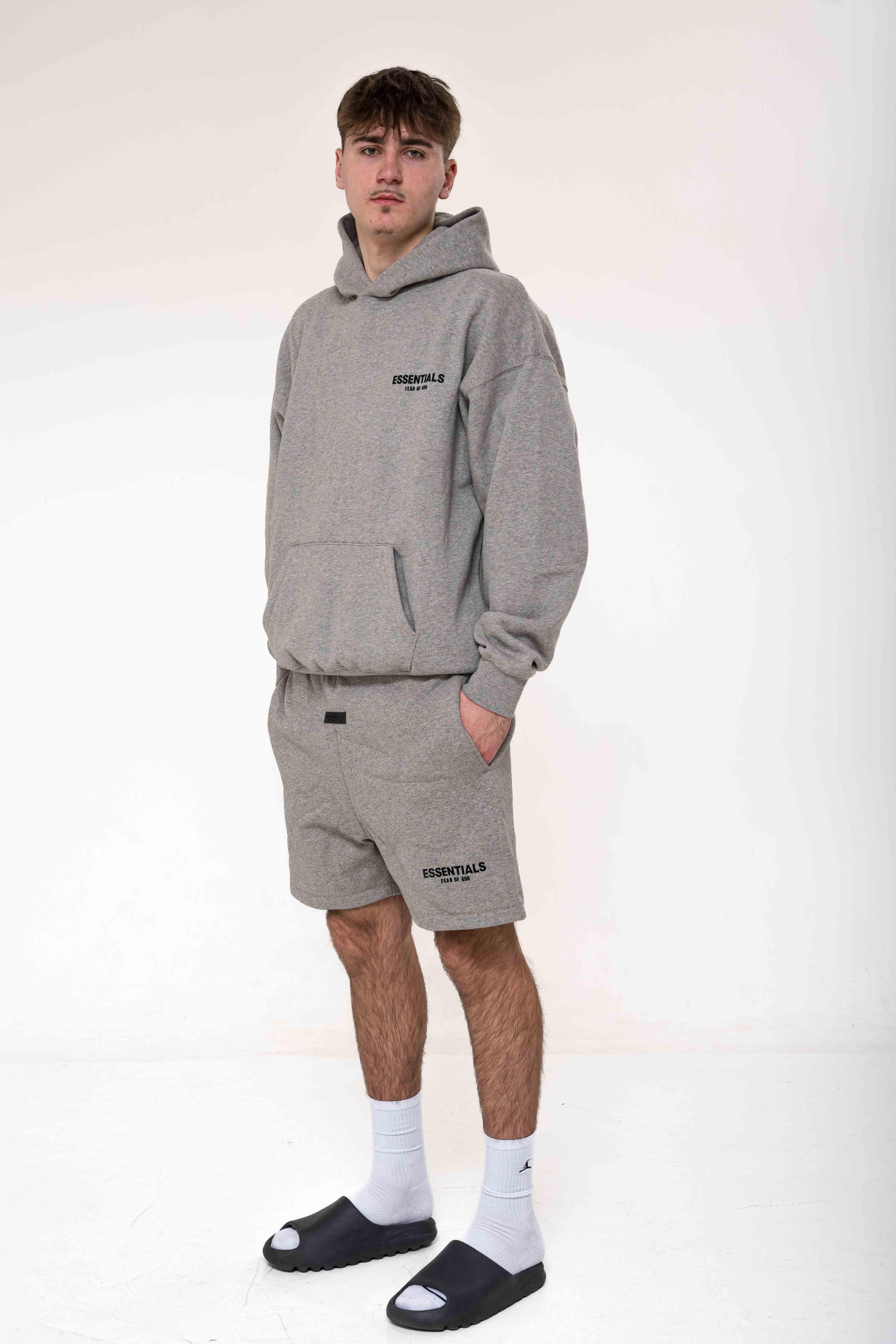 Fear of God Essentials Sweatshort Dark Oatmeal outfit