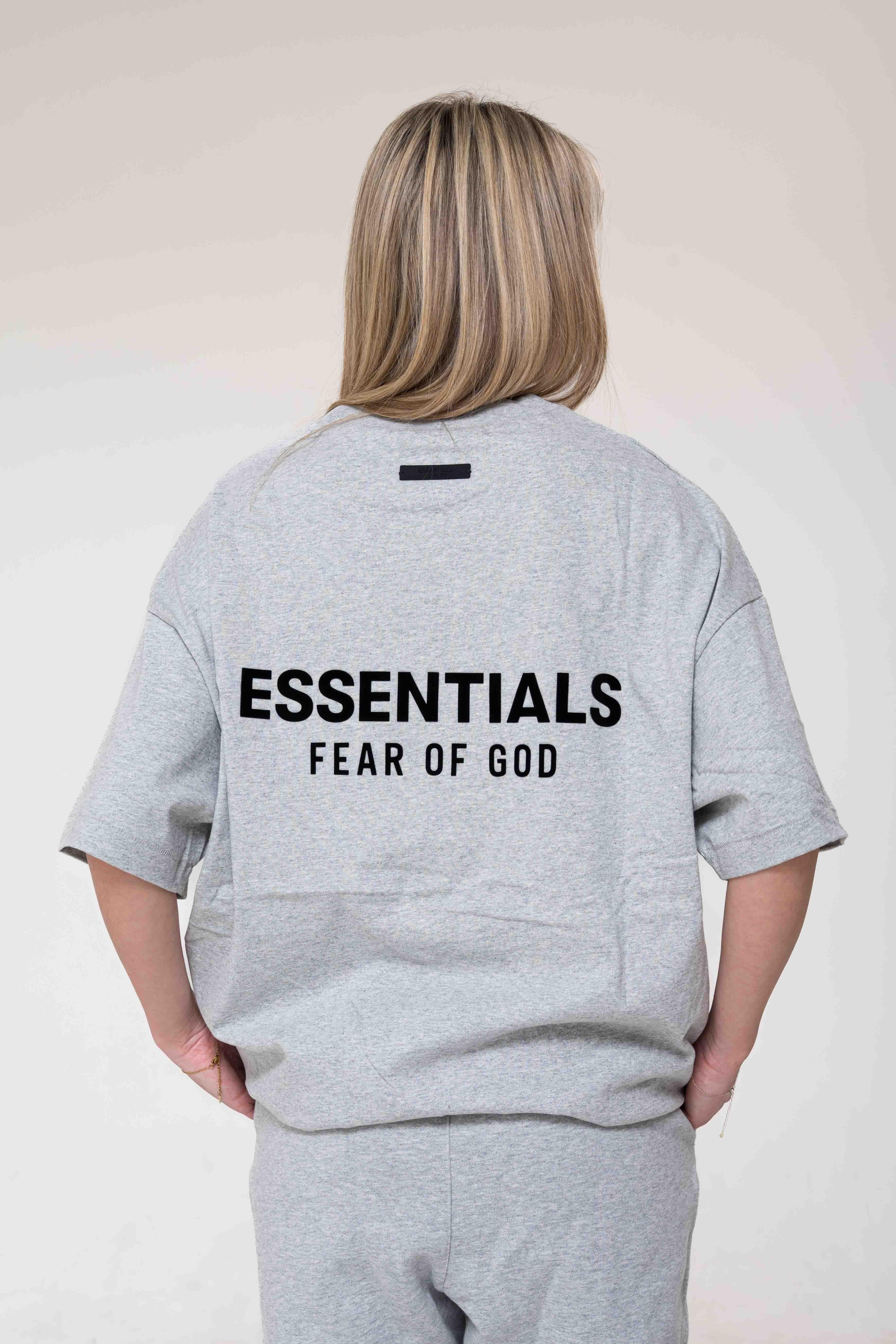 Fear of God Essentials T-Shirt Light Heather Gray back view