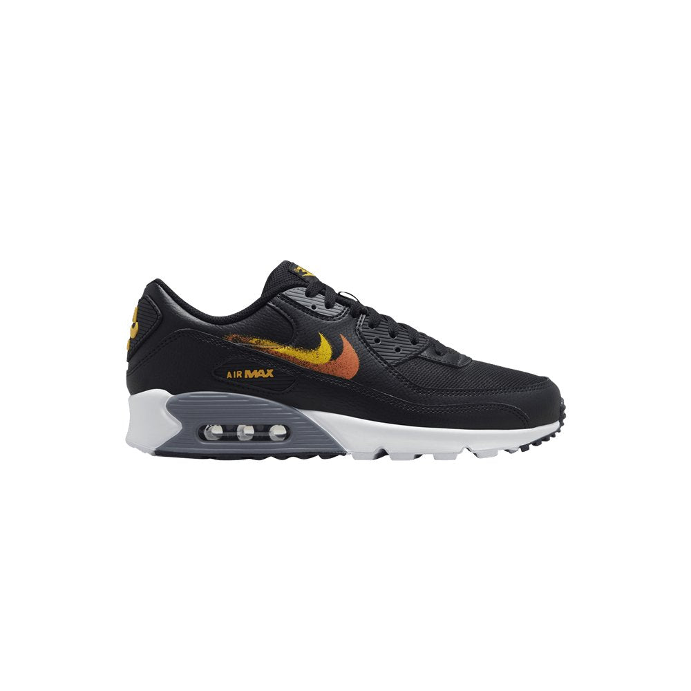 Nike Air Max 90 'Spray Paint Swoosh - Black Gold Orange'