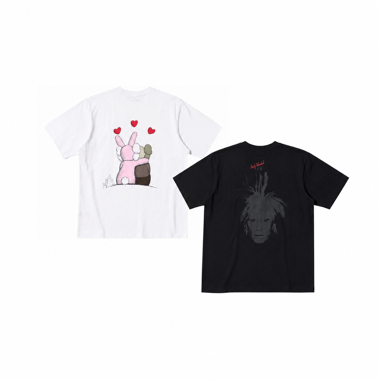 KAWS x Uniqlo Warhol UT Graphic 476350/476352 White Black T-shirt Set