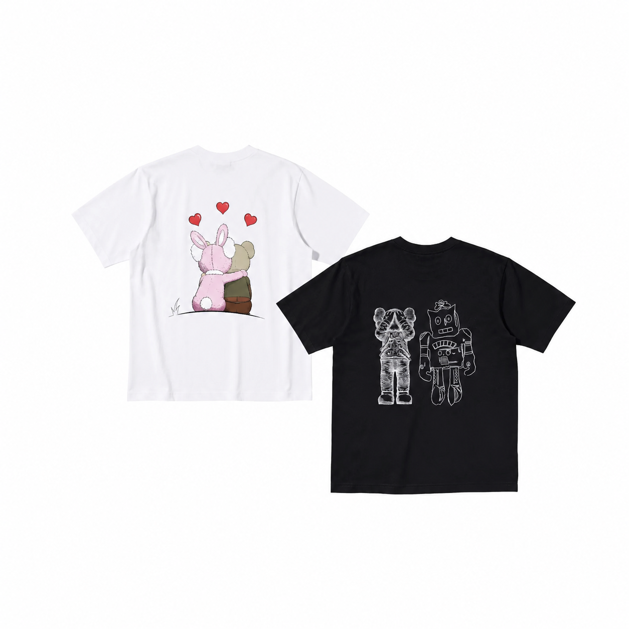 KAWS x Uniqlo Warhol UT Graphic 476350/476351 White Black T-shirt Set