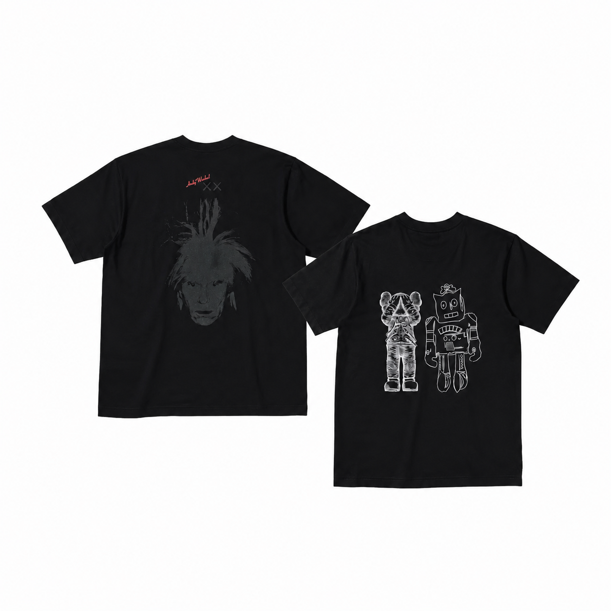 KAWS x Uniqlo Warhol UT Graphic 476352/476351 Black T-shirt Set