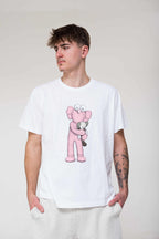 KAWS x Uniqlo Pink BFF Tee White graphic detail