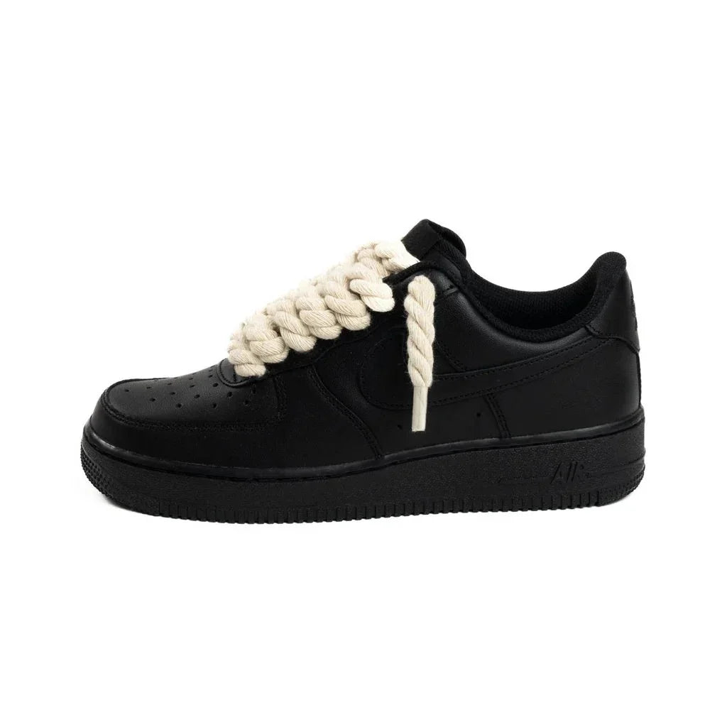 Nike Air Force 1 Black - Beige Rope Laces