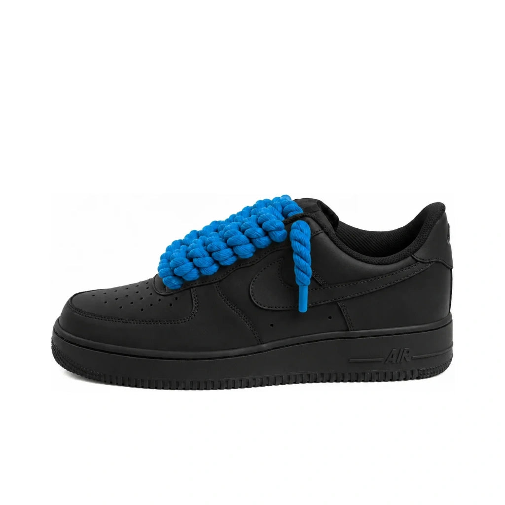 Nike Air Force 1 Black - Blue Rope Laces