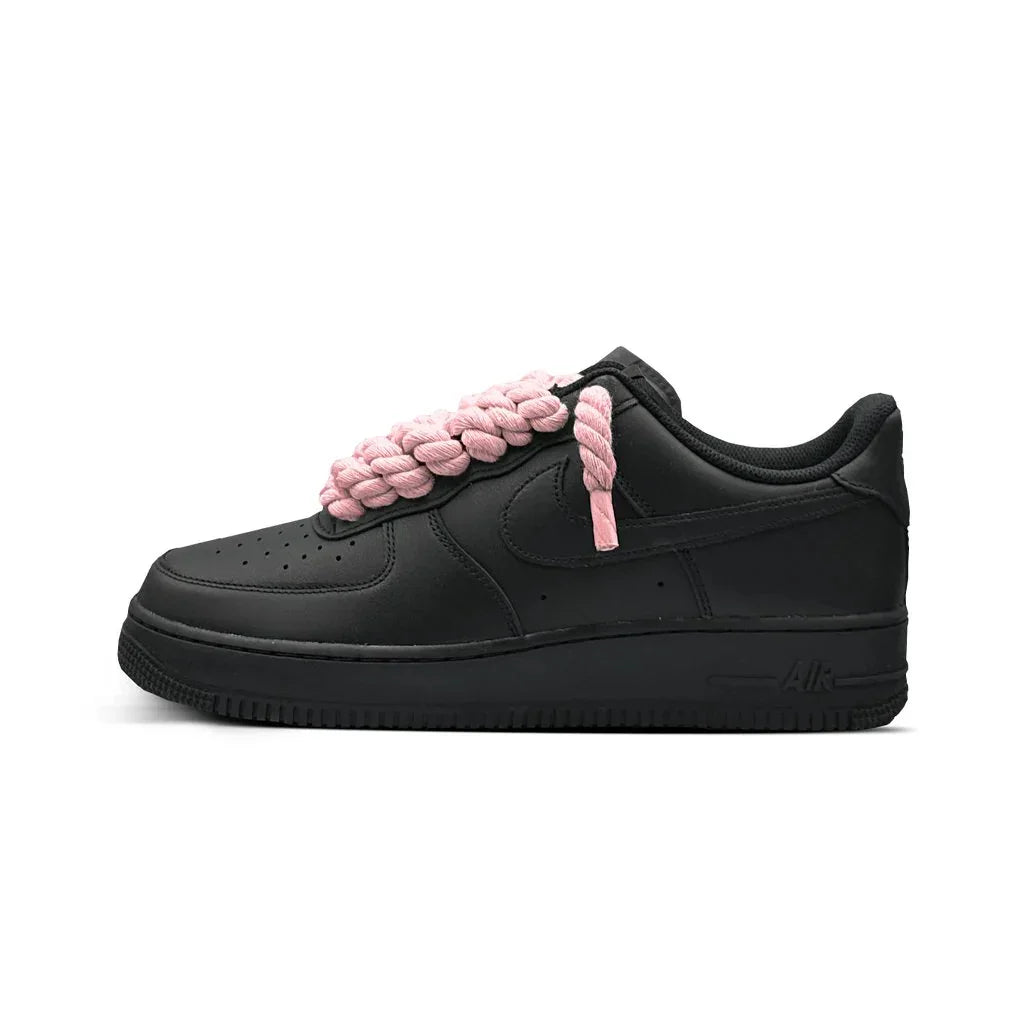 Nike Air Force 1 Black - Pink Rope Laces