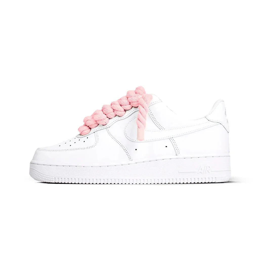 Nike Air Force 1 White - Pink Rope Laces