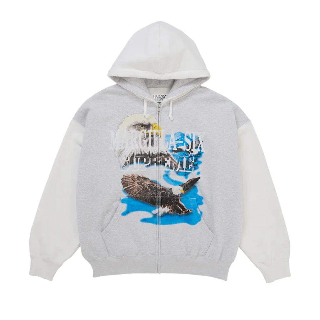 Supreme MM6 Maison Margiela Eagle Zip Up Hooded Sweatshirt White