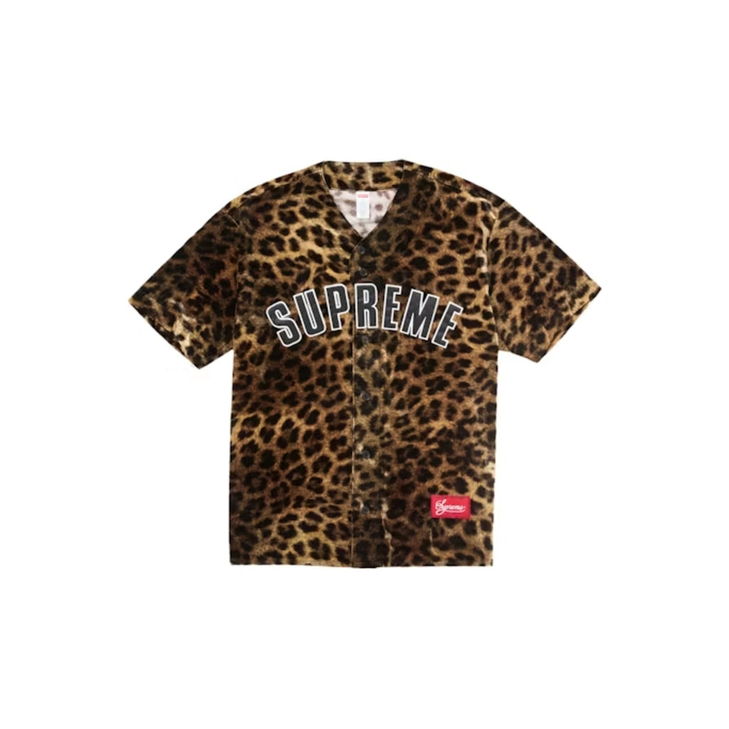 Supreme Velvet Baseball Jersey Leopard